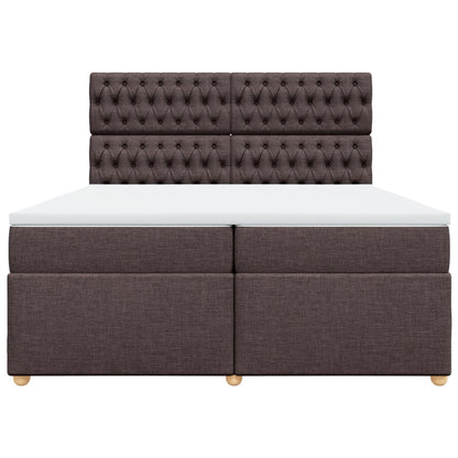 Boxspring met matras stof donkerbruin 200x200 cm