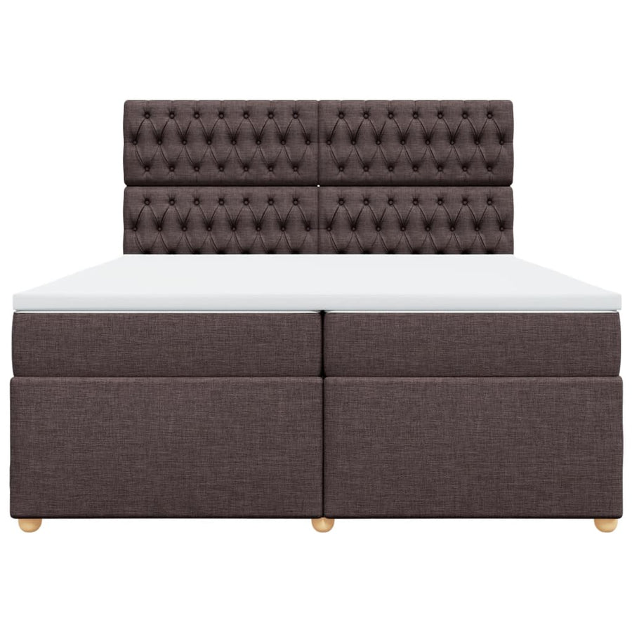 Boxspring met matras stof donkerbruin 200x200 cm