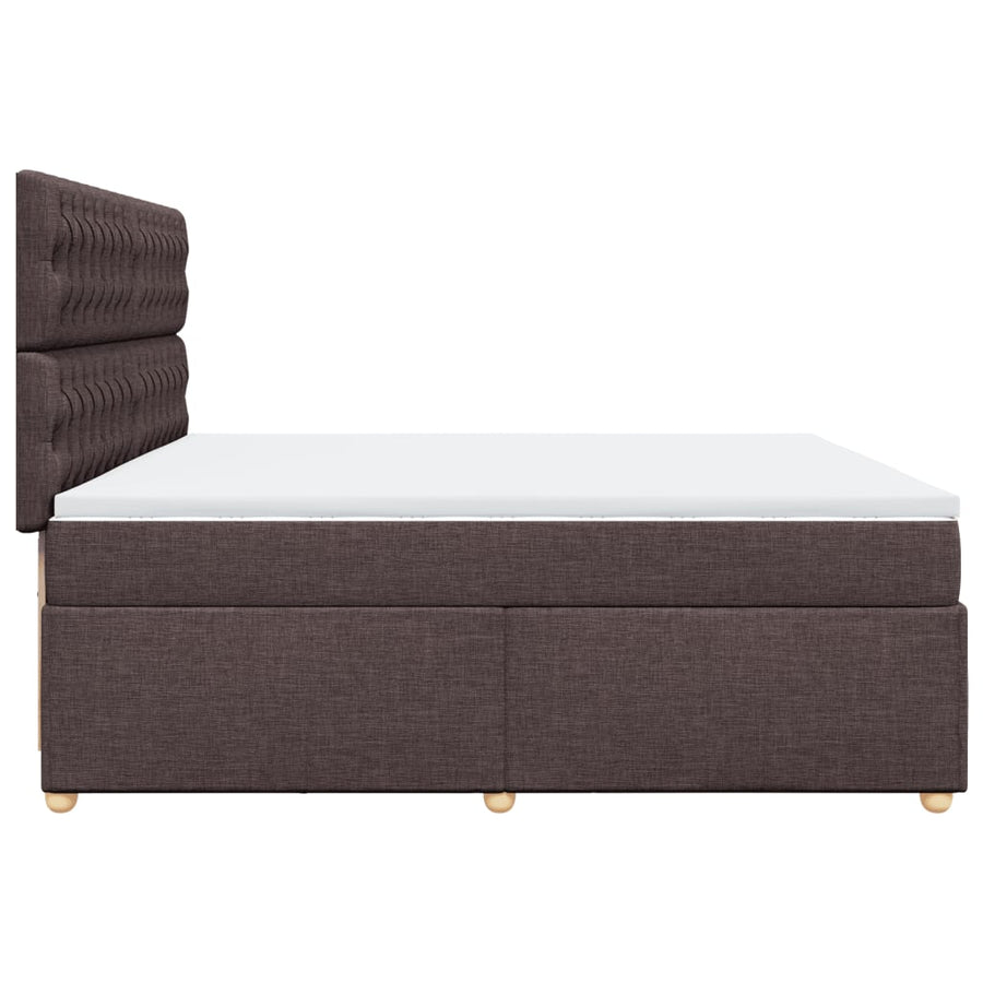 Boxspring met matras stof donkerbruin 200x200 cm