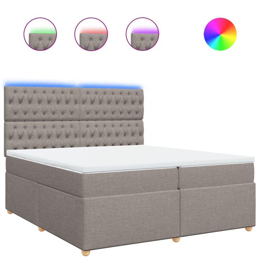 Boxspring met matras stof taupe 200x200 cm