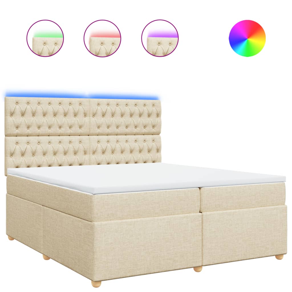 Boxspring met matras stof crèmekleurig 200x200 cm