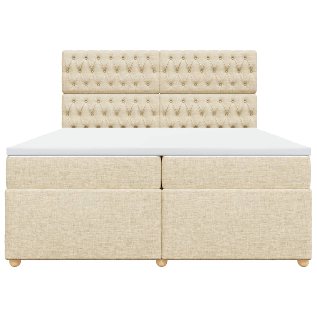 Boxspring met matras stof crèmekleurig 200x200 cm