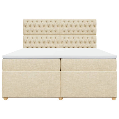 Boxspring met matras stof crèmekleurig 200x200 cm