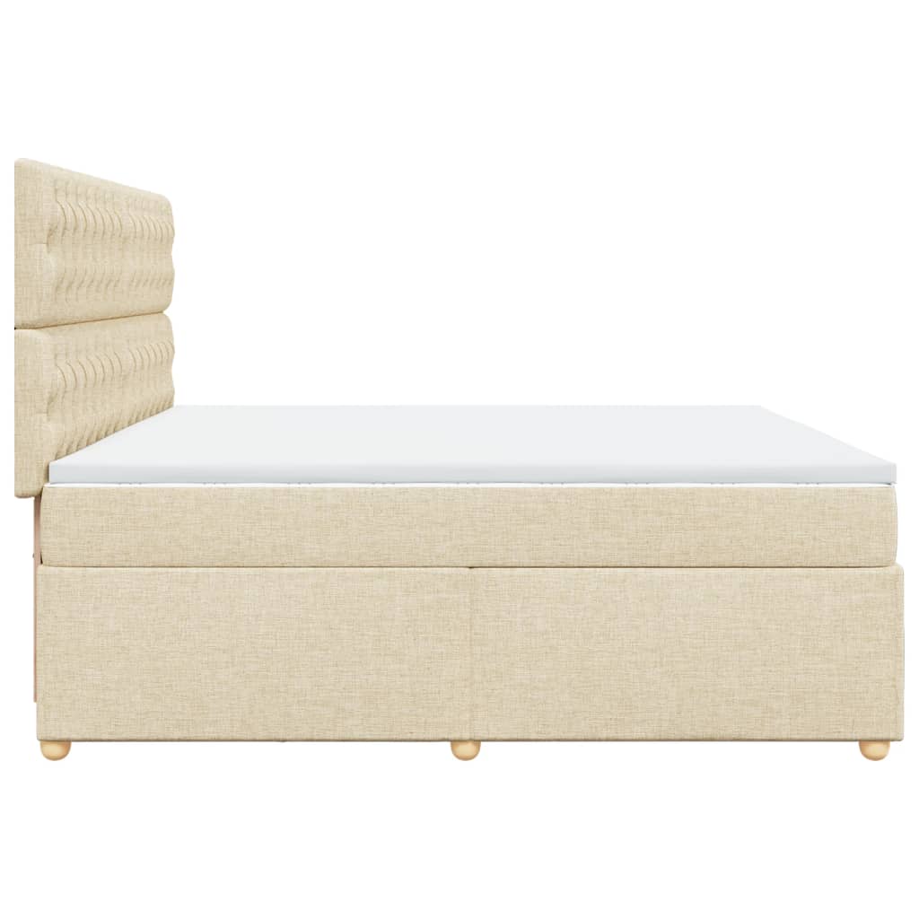 Boxspring met matras stof crèmekleurig 200x200 cm
