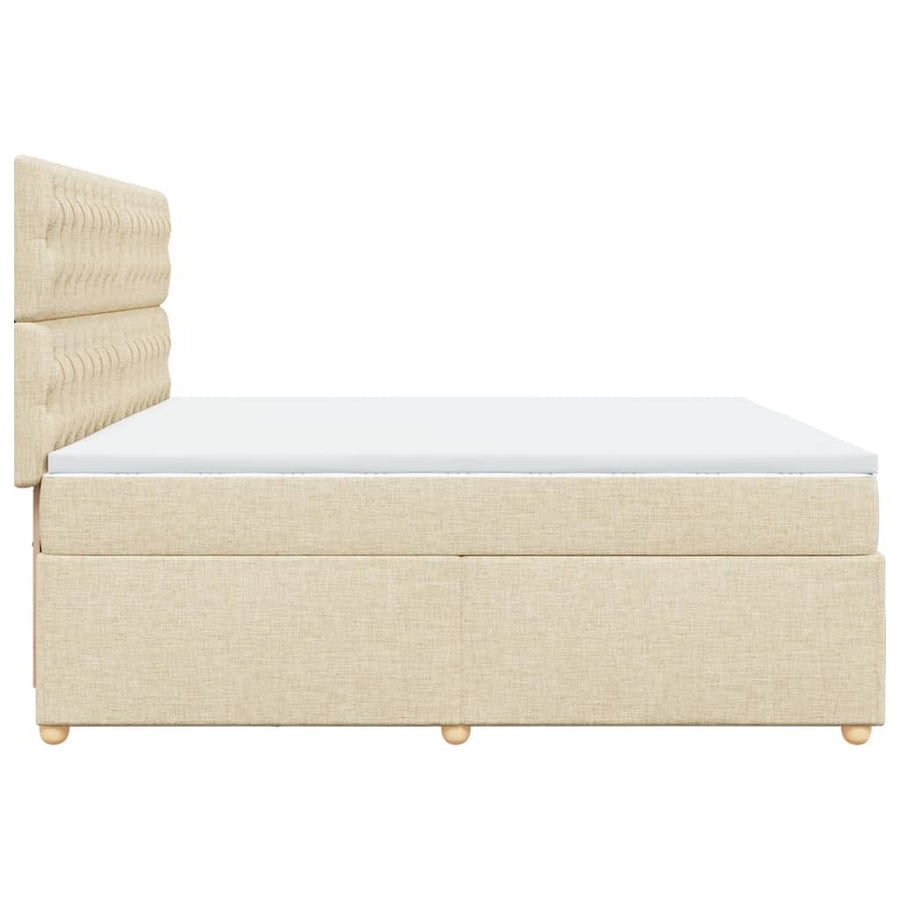 Boxspring met matras stof crèmekleurig 200x200 cm