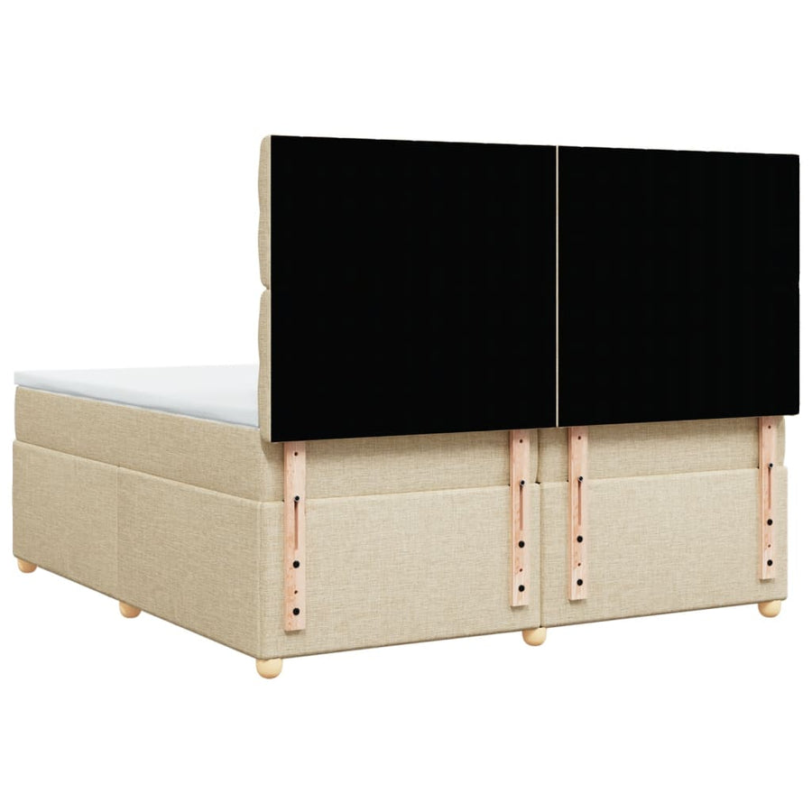 Boxspring met matras stof crèmekleurig 200x200 cm