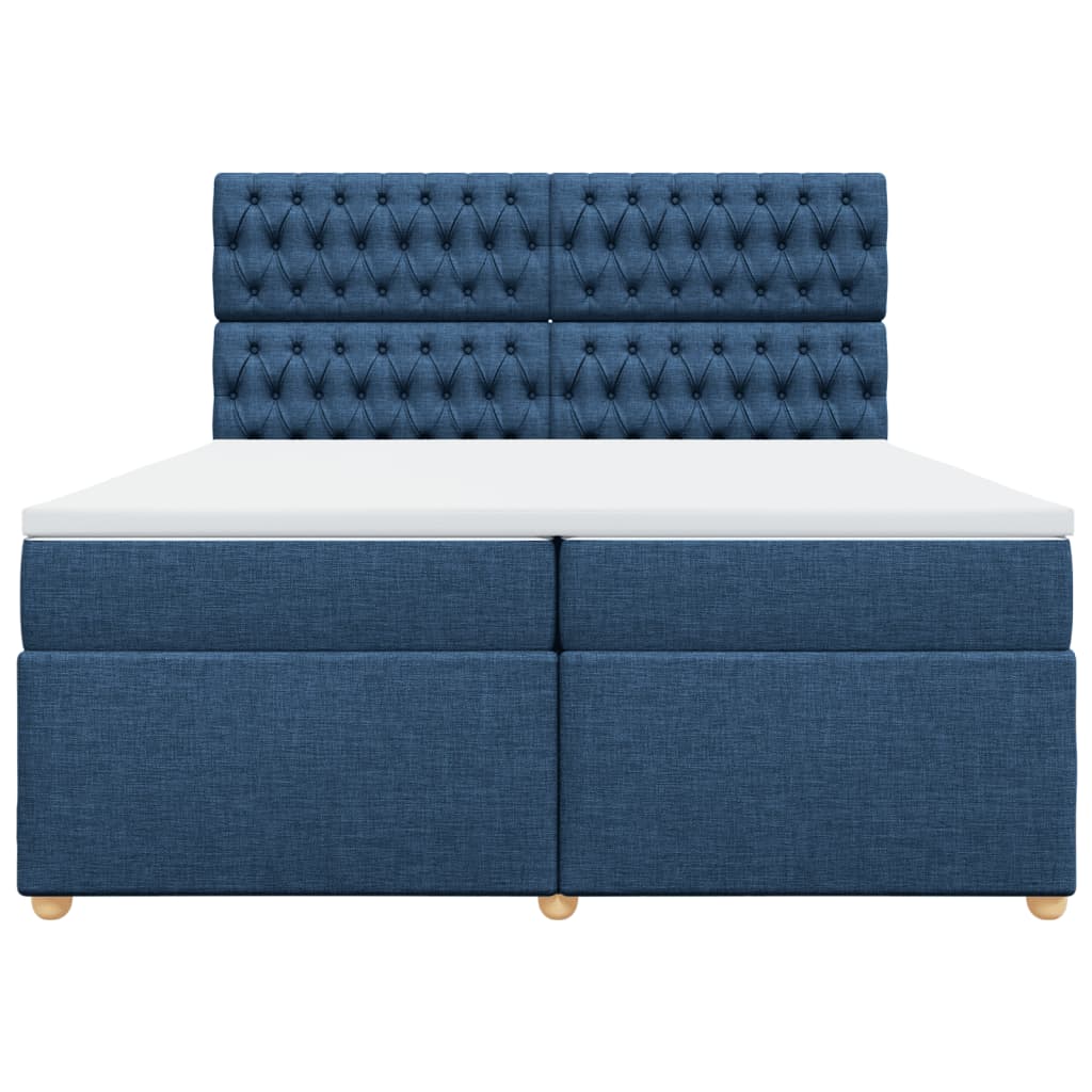 Boxspring met matras stof blauw 200x200 cm