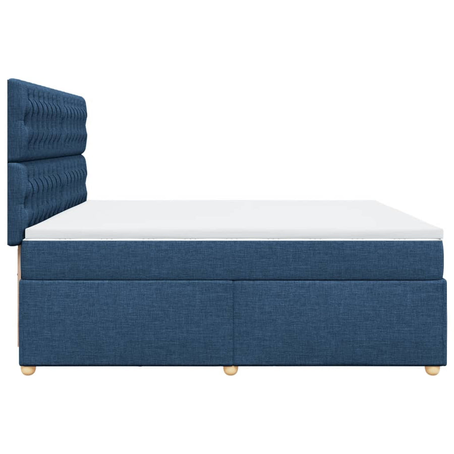 Boxspring met matras stof blauw 200x200 cm