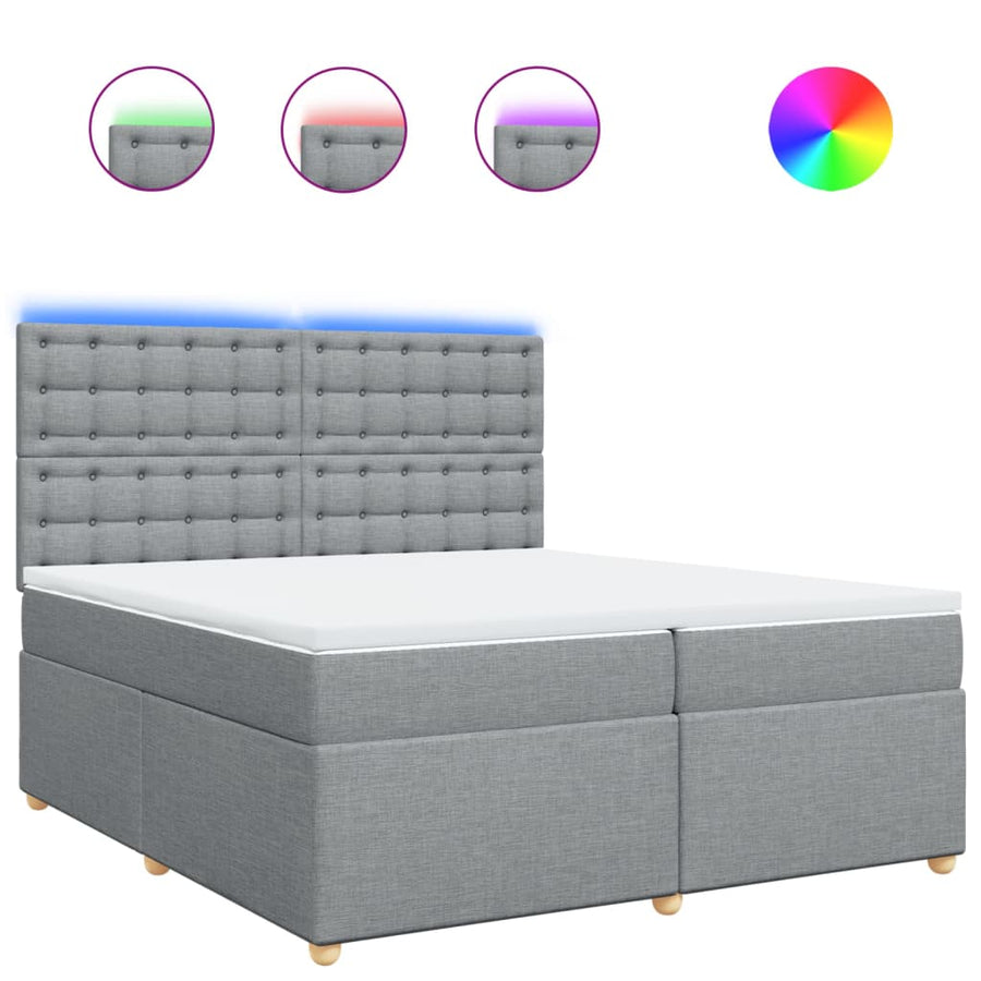 Boxspring met matras stof lichtgrijs 200x200 cm