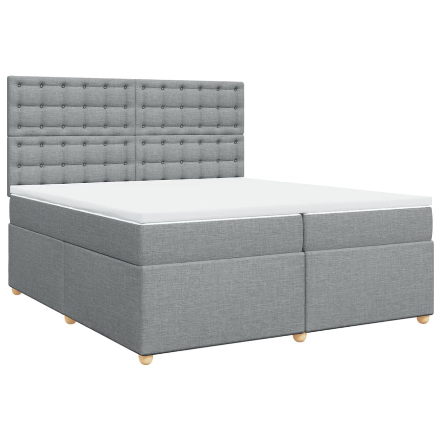 Boxspring met matras stof lichtgrijs 200x200 cm