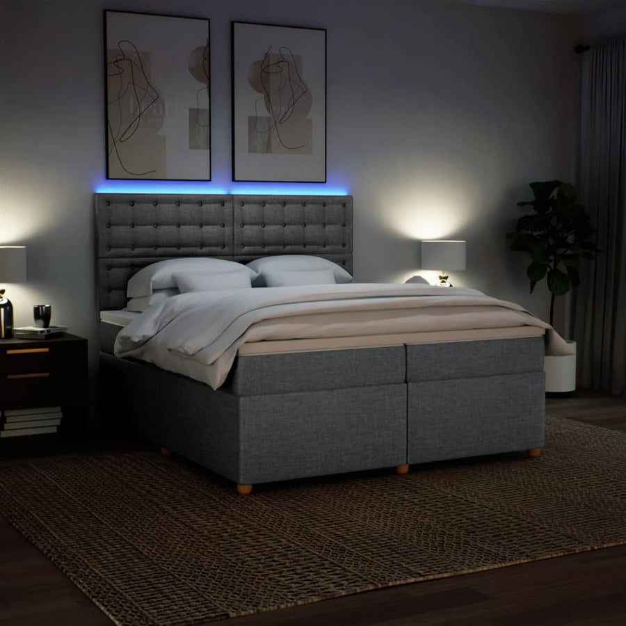 Boxspring met matras stof lichtgrijs 200x200 cm