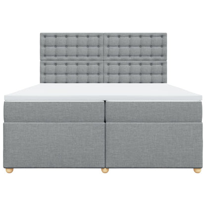 Boxspring met matras stof lichtgrijs 200x200 cm