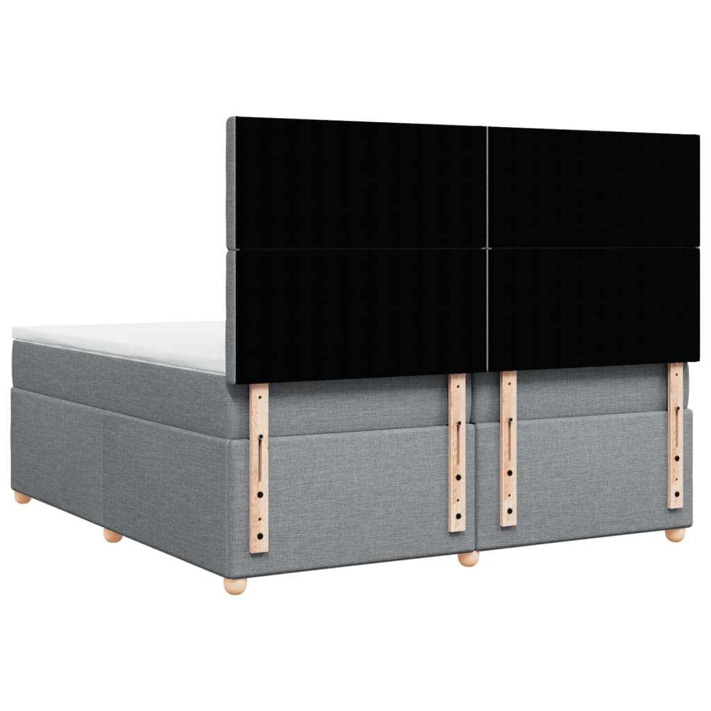 Boxspring met matras stof lichtgrijs 200x200 cm