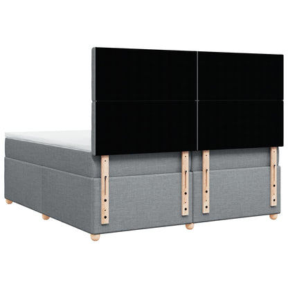 Boxspring met matras stof lichtgrijs 200x200 cm