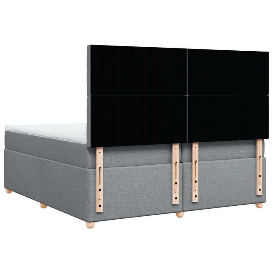 Boxspring met matras stof lichtgrijs 200x200 cm