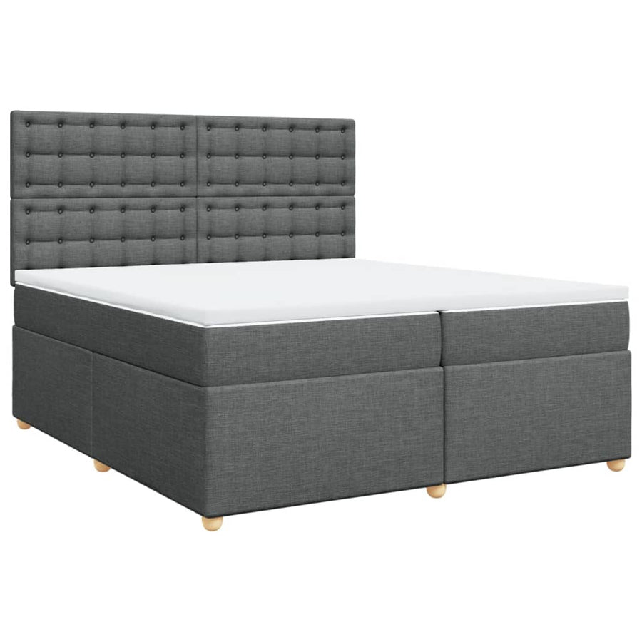 Boxspring met matras stof donkergrijs 200x200 cm