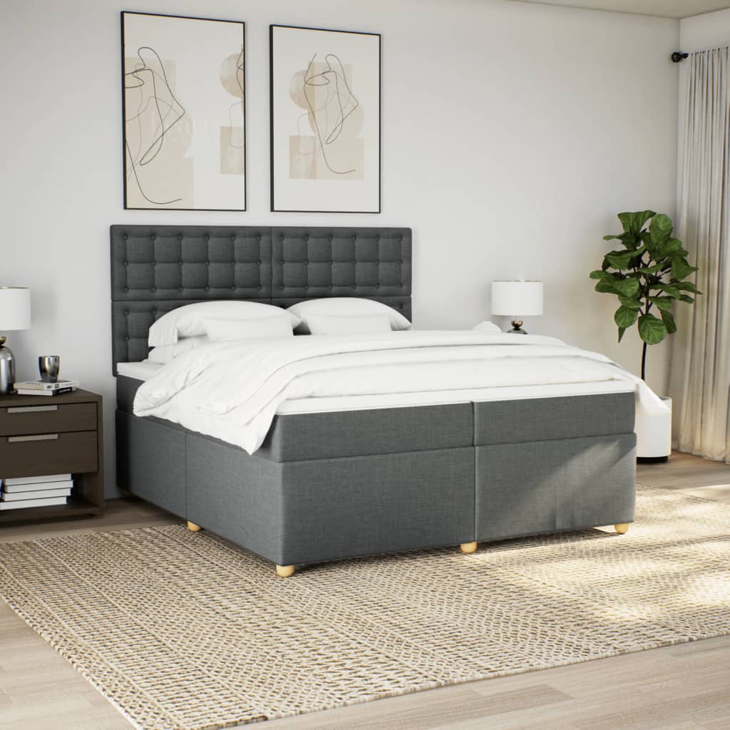 Boxspring met matras stof donkergrijs 200x200 cm