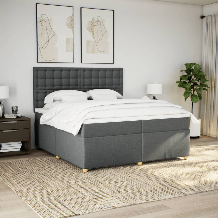 Boxspring met matras stof donkergrijs 200x200 cm