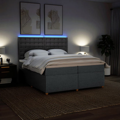 Boxspring met matras stof donkergrijs 200x200 cm