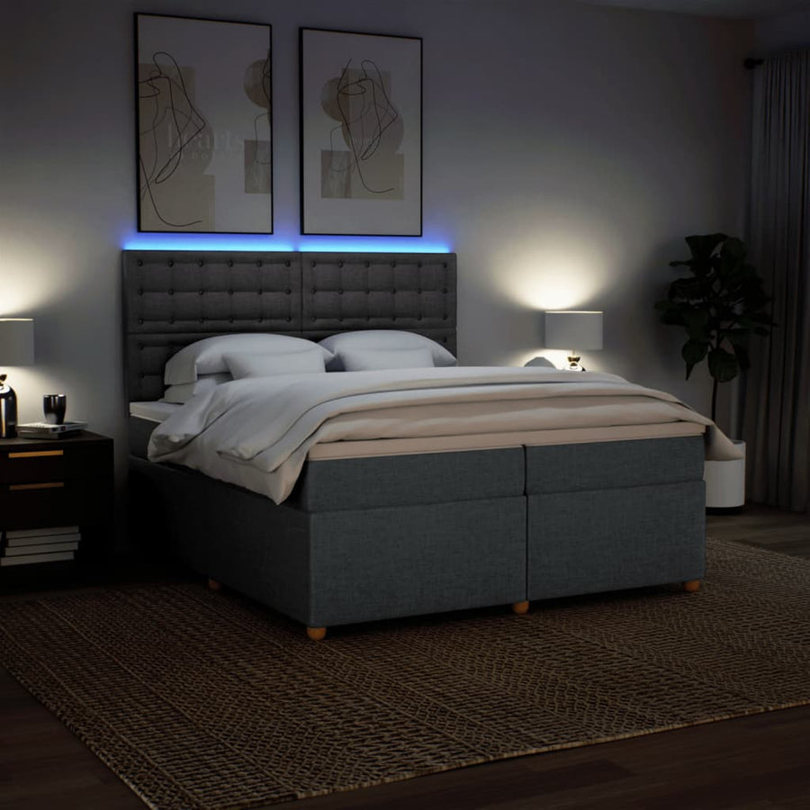 Boxspring met matras stof donkergrijs 200x200 cm