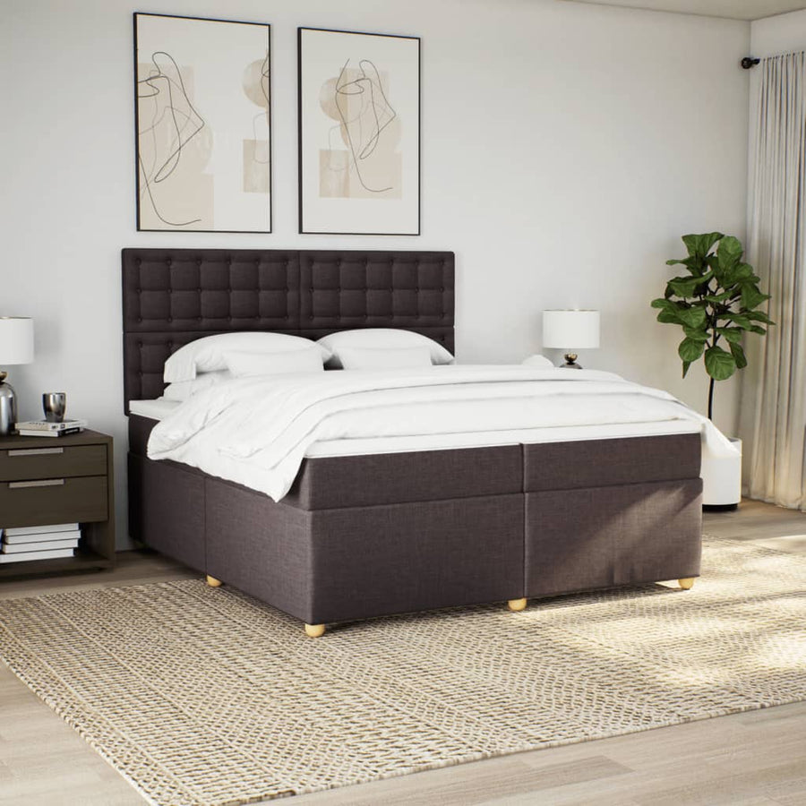 Boxspring met matras stof donkerbruin 200x200 cm