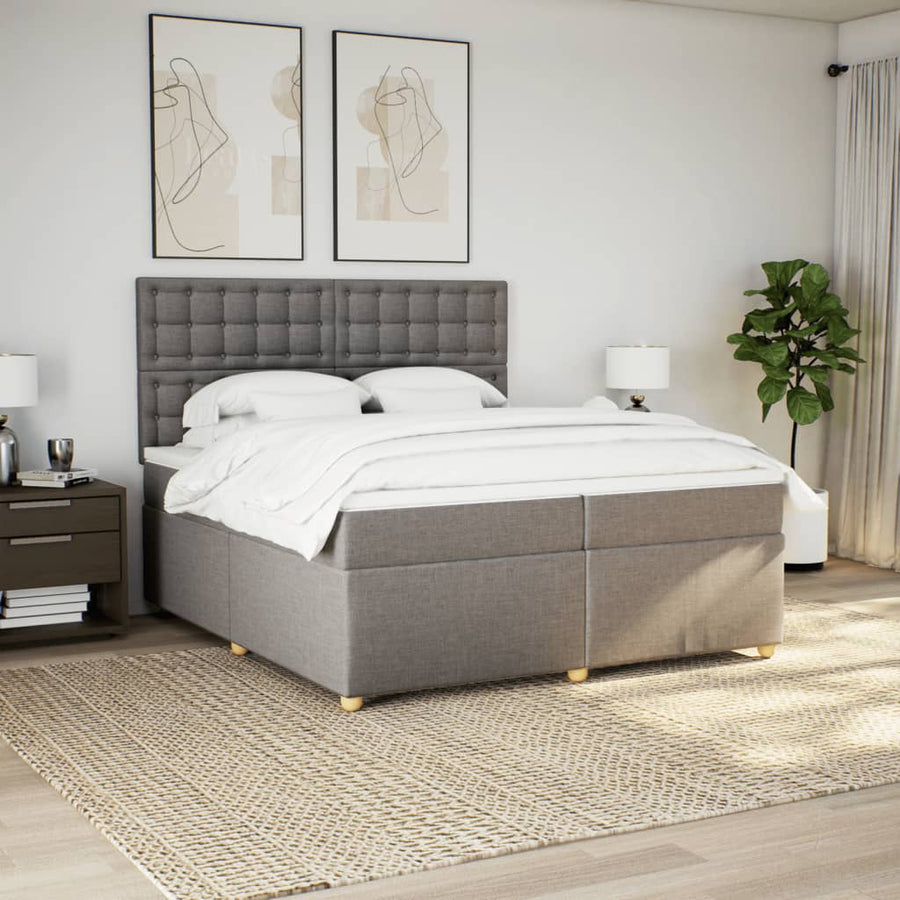 Boxspring met matras stof taupe 200x200 cm