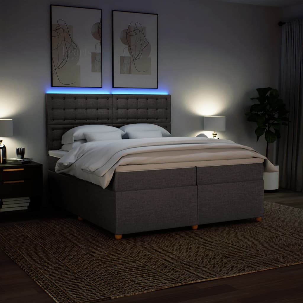 Boxspring met matras stof taupe 200x200 cm