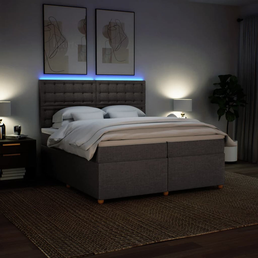 Boxspring met matras stof taupe 200x200 cm