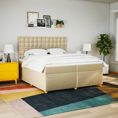 Boxspring met matras stof crèmekleurig 200x200 cm