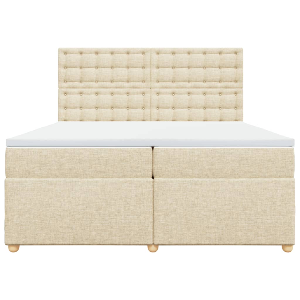 Boxspring met matras stof crèmekleurig 200x200 cm