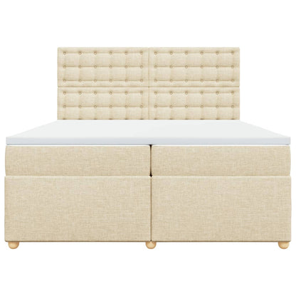 Boxspring met matras stof crèmekleurig 200x200 cm