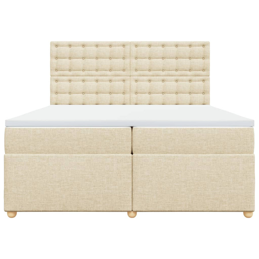 Boxspring met matras stof crèmekleurig 200x200 cm