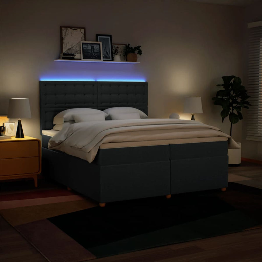 Boxspring met matras stof blauw 200x200 cm