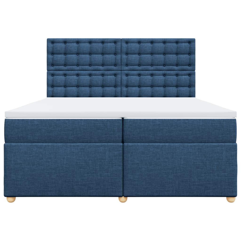 Boxspring met matras stof blauw 200x200 cm