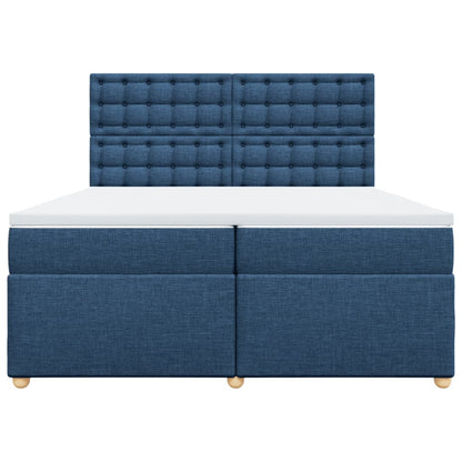 Boxspring met matras stof blauw 200x200 cm