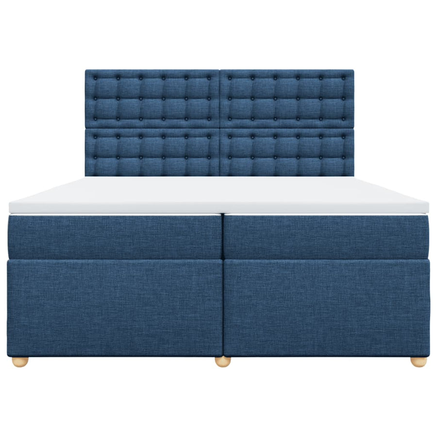 Boxspring met matras stof blauw 200x200 cm