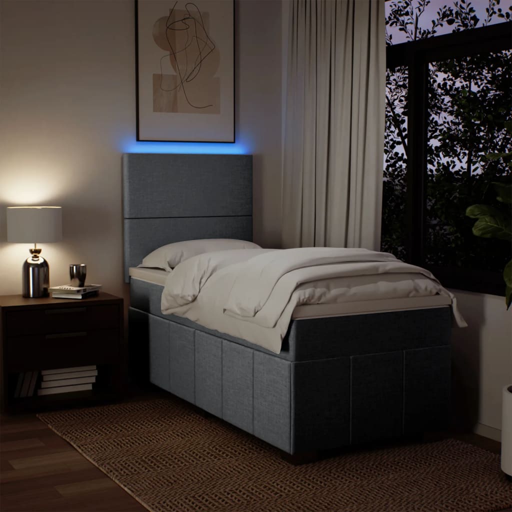 Boxspring met matras stof lichtgrijs 80x200 cm
