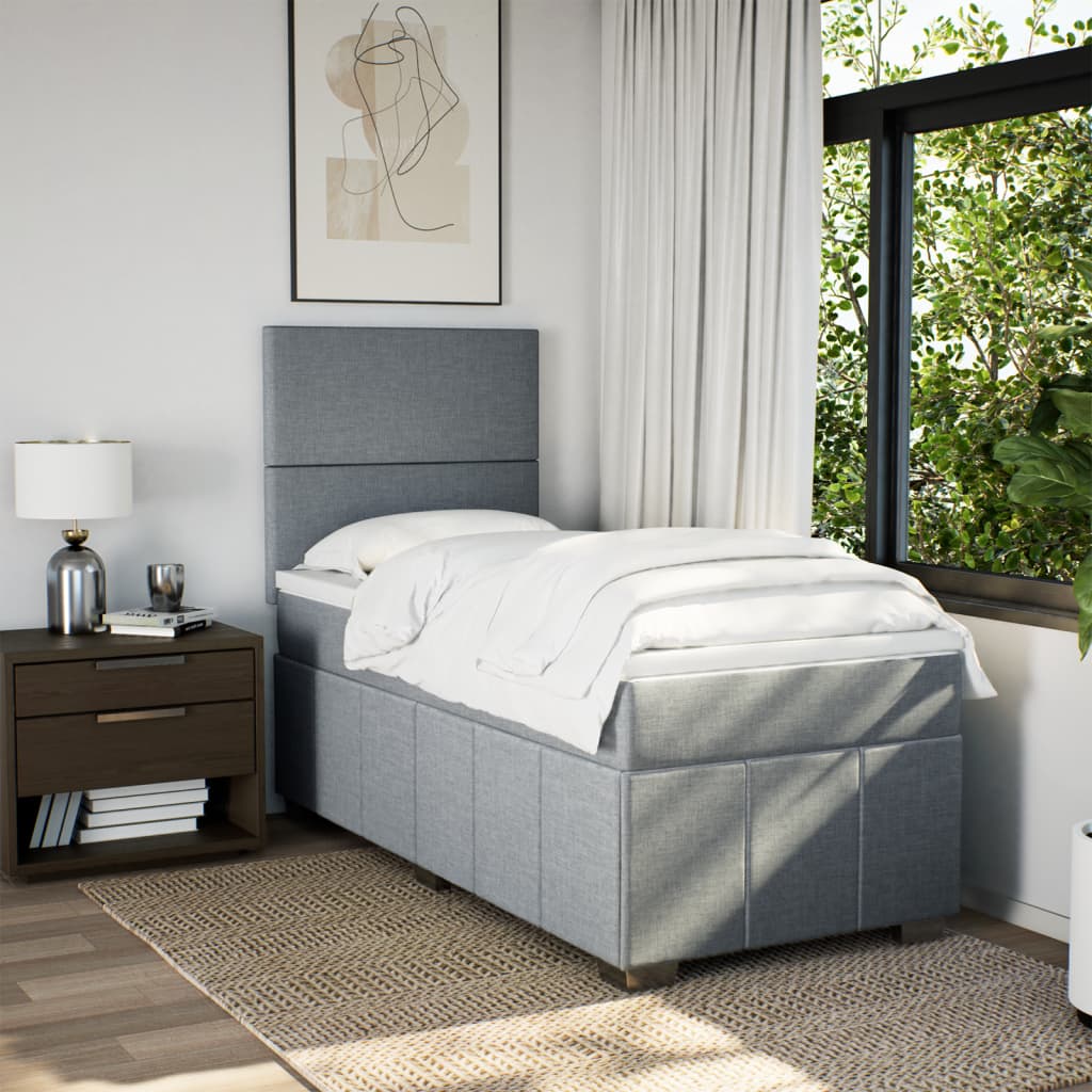 Boxspring met matras stof lichtgrijs 80x200 cm