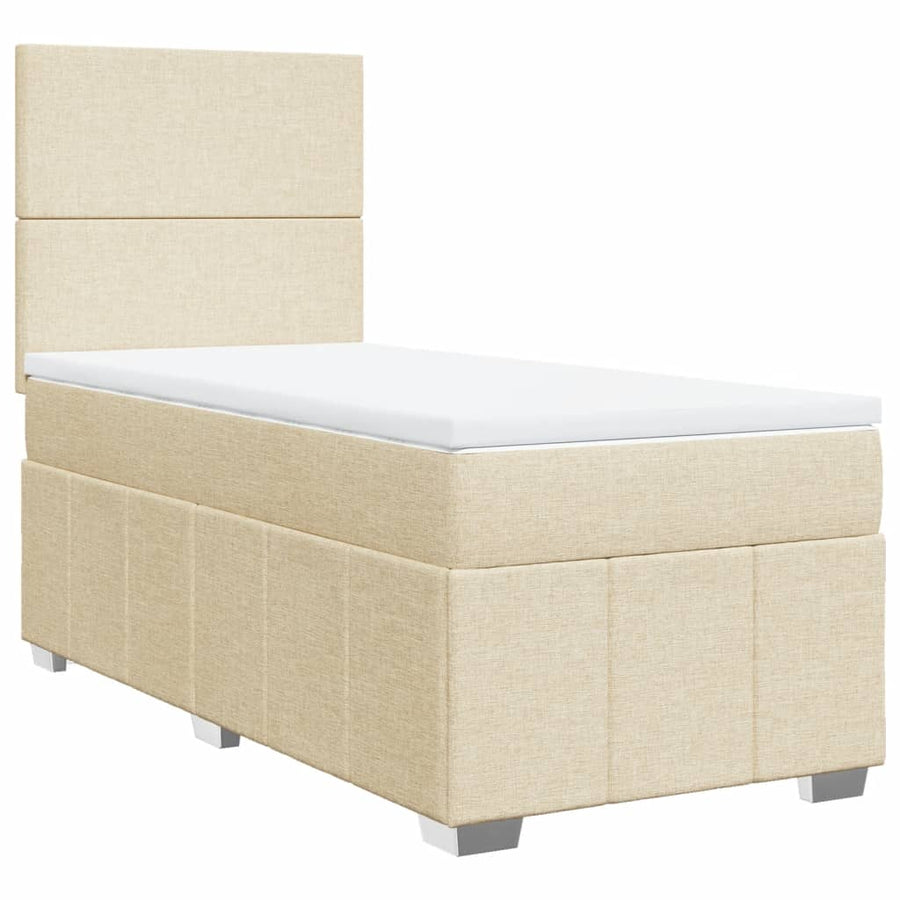 Boxspring met matras stof crèmekleurig 80x200 cm
