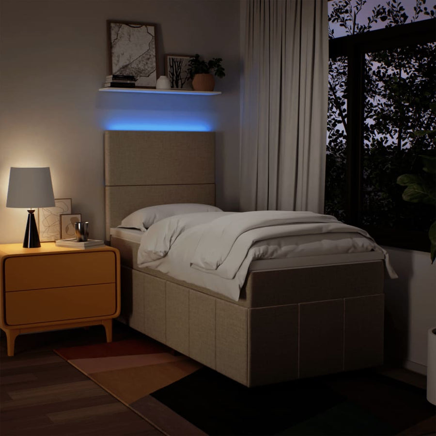 Boxspring met matras stof crèmekleurig 80x200 cm