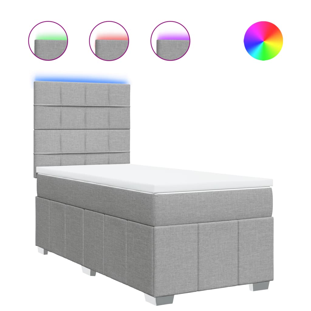 Boxspring met matras stof lichtgrijs 80x200 cm