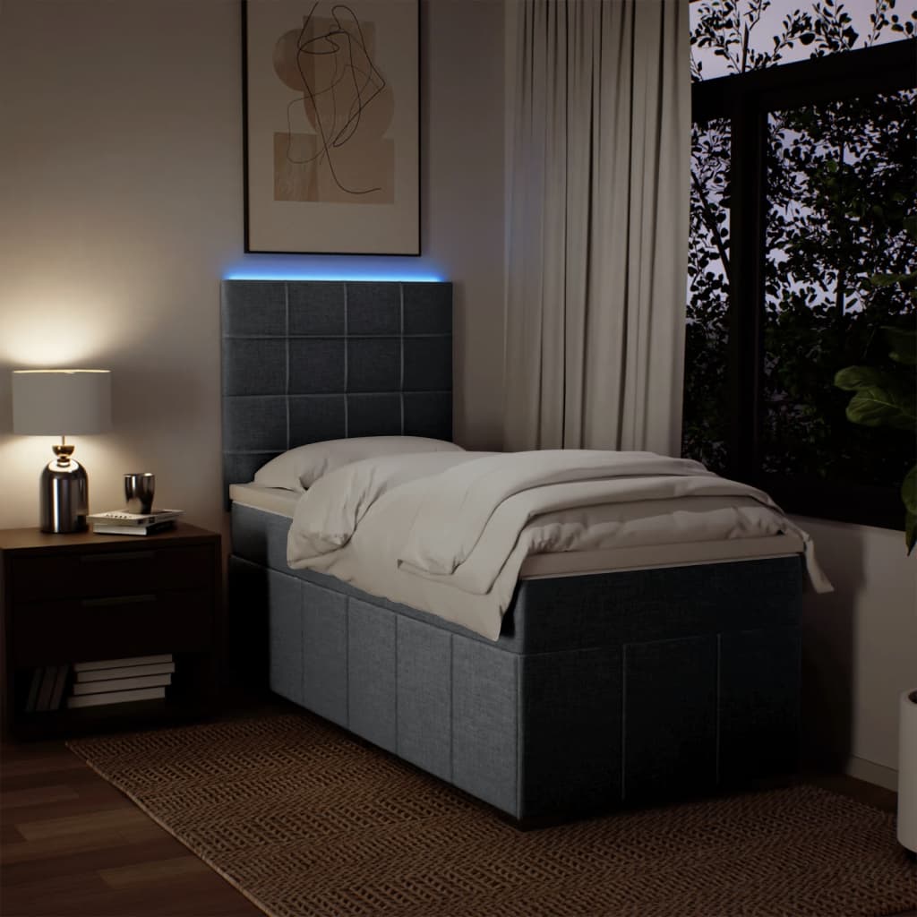 Boxspring met matras stof lichtgrijs 80x200 cm