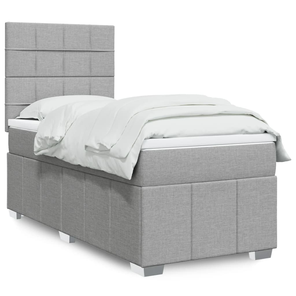 Boxspring met matras stof lichtgrijs 80x200 cm