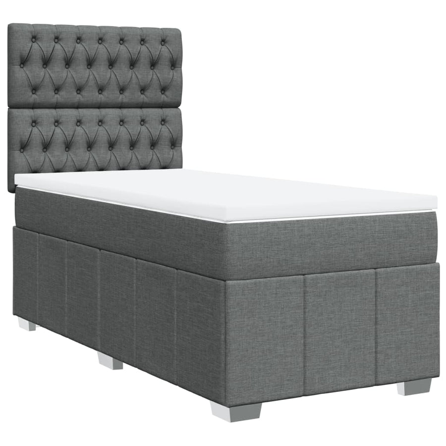 Boxspring met matras stof donkergrijs 80x200 cm