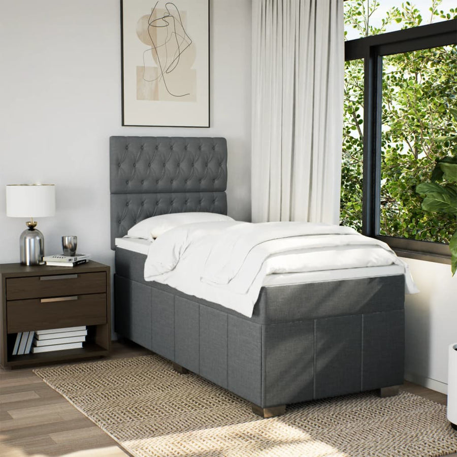 Boxspring met matras stof donkergrijs 80x200 cm