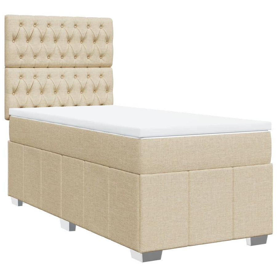 Boxspring met matras stof crèmekleurig 80x200 cm