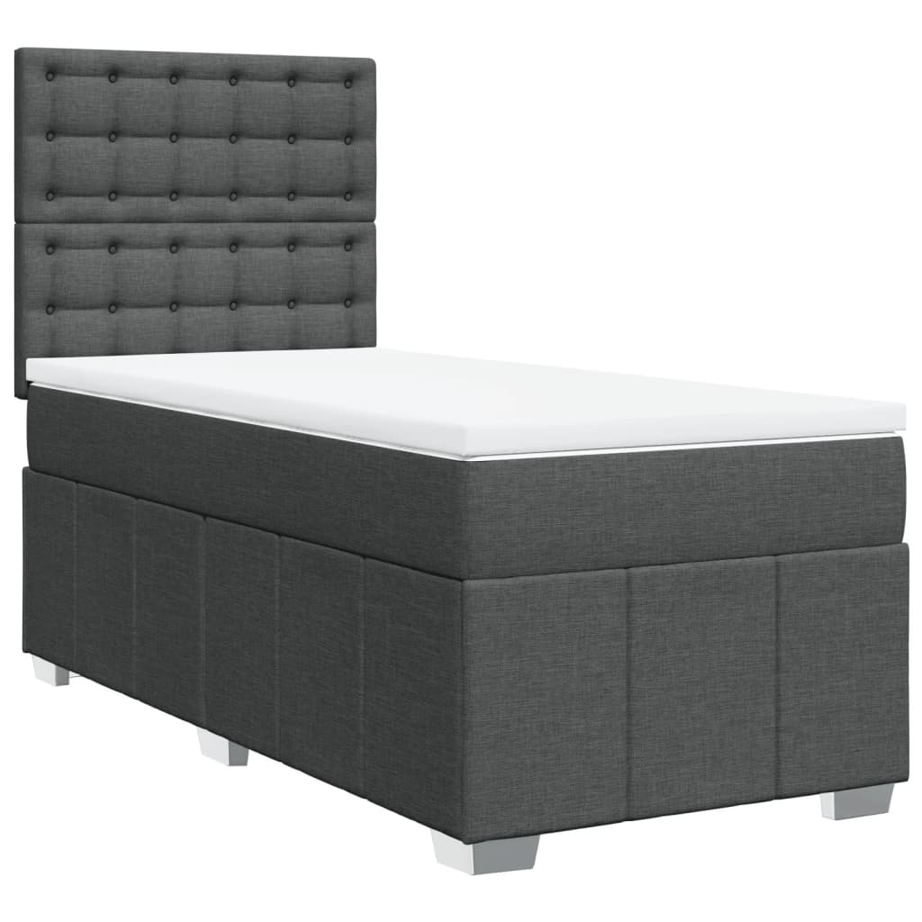 Boxspring met matras stof donkergrijs 80x200 cm