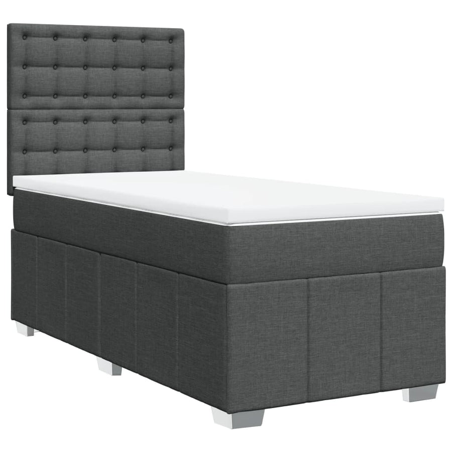 Boxspring met matras stof donkergrijs 80x200 cm