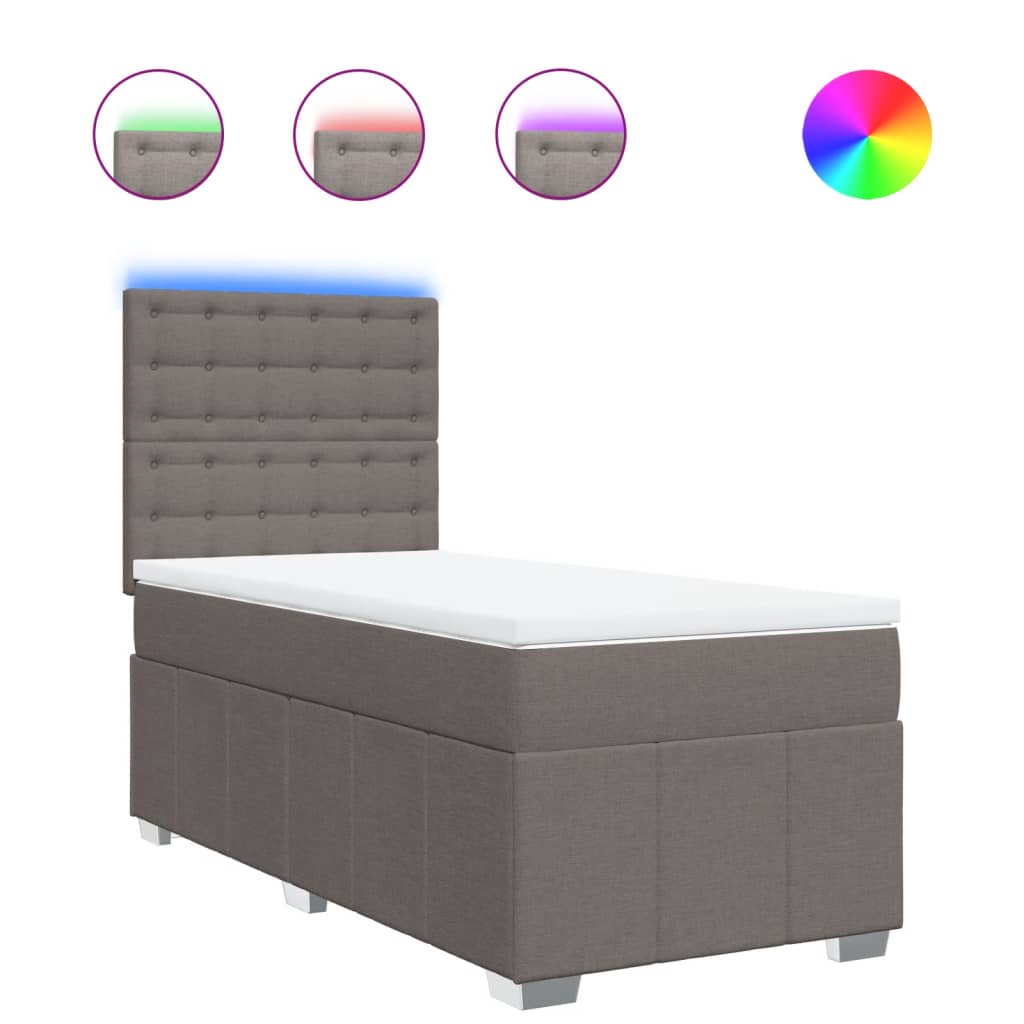 Boxspring met matras stof taupe 80x200 cm