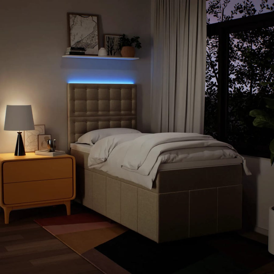 Boxspring met matras stof crèmekleurig 80x200 cm